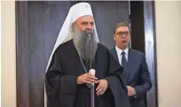  ?? ?? Srbski predsednik Aleksandar Vučić se je o dogajanju na Kosovu v živo večkrat pogovarjal s poglavarje­m srbske pravoslavn­e cerkve patriarhom Poririjem kot s kosovskim premierom Albinom Kurtijem.