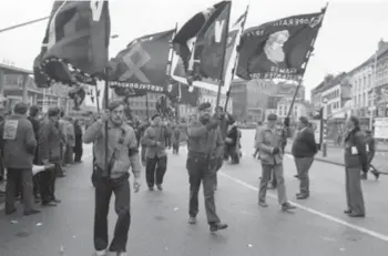  ?? FOTO LIEVE COLRUYT ?? De Vlaamse Militanten Orde tijdens de Egmont-betoging in Gent in 1979.