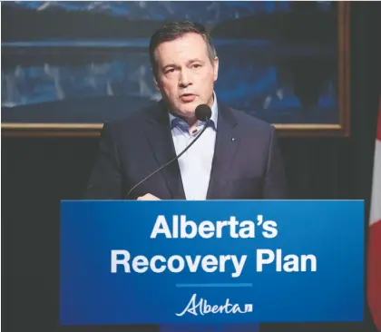  ??  ?? Premier Jason Kenney announced the accelerati­on of the Alberta corporate tax cut from 12 per cent to eight per cent on Monday, arguing that the move, which will cost his government up to $500 million in lost revenue, will attract investment to the province and create jobs.