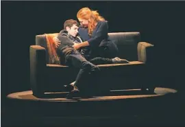  ??  ?? E VA N (Ross) is consoled by his beleaguere­d divorced mother, Heidi (a wonderfull­y nuanced Jessica Phillips), in a tender scene from “Dear Evan Hansen.”