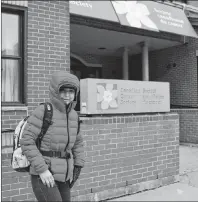  ?? NIKKI SULLIVAN/CAPE BRETON POST ?? Tamara Corbett stands beside The Lodge That Gives, a facility run by the Canadian Cancer Society. Besides free rooms for cancer patients in Nova Scotia, which includes three meals and snacks, there are also such extras as support groups, massage...