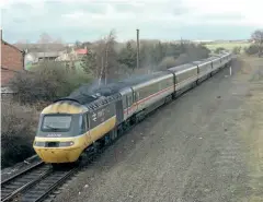  ?? MALTAGC (CC BY-SA 4.0) ?? The Leamside Line was mothballed, effectivel­y closed, in the 1990s – being latterly used for freight and occasional passenger diversions. One such diversion in 1989 saw this HST heading south just south of Victoria Viaduct over the River Wear. The trackbed on the right coming in east to south from the Sunderland direction, but a new north to east curve would be required for the proposed reopening scheme.