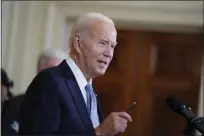  ?? EVAN VUCCI — THE ASSOCIATED PRESS ?? President Joe Biden speaks in the East Room of the White House on Wednesday, in Washington.