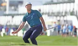  ?? PATRICK BREEN/THE REPUBLIC ?? John Rahm reacts to missing a putt on the 18th green during the first round of the Waste Management Phoenix Open.