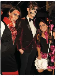  ??  ?? Elaine Moriarty, Jakub Wisniewski (winner) and Sharon O’Sullivan, sexiest costumes, at the Killarney Grand Halloween Fancy Dress Party.