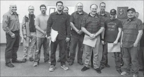  ??  ?? Members of the Yarmouth Concrete and Gravel mosquito D baseball team from 1987 after being inducted into the local Hall of Fame on May 19.