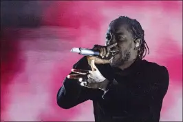  ?? BRIAN VAN DER BRUG / LOS ANGELES TIMES / TNS ?? Kendrick Lamar, on stage at the Coachella Valley Music and Arts Festival in Indio, California on April 23, 2017. Lamar won the 2018 Pulitzer Prize for music for his album “DAMN.”