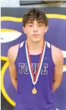  ?? Photo by Mo Williams ?? Fouke’s Kirby Whiseant earned a gold medal after his Class 3A first place finish in the 800 meters at the Arkansas state meet in Lincoln, Ark., on Tuesday.