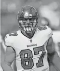  ?? ALEX MENENDEZ/AP ?? Buccaneers tight end Rob Gronkowski warms up before a playoff game last season against the Rams.