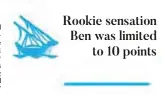  ??  ?? Rookie sensation Ben was limited to 10 points
