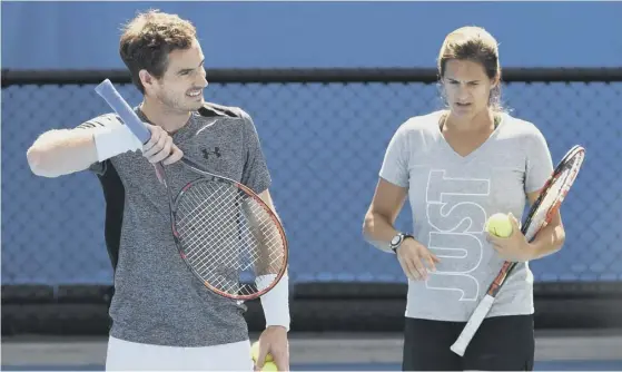  ??  ?? 2 Andy Murray – here with former coach Amelie Mauresmo – has never shied away from controvers­y or supporting equal rights despite the often testostero­necharged atmosphere of the men’s tour.