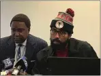  ?? BAY AREA NEWS GROUP FILE PHOTO ?? Civil rights attorney John Burris, left, and his client Steve Foster at a news conference Nov. 14 in Oakland. Foster claims he was racially profiled when detained for eating a sandwich on a BART station platform.