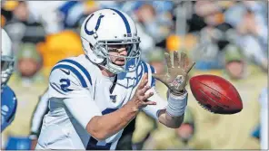  ?? [THE ASSOCIATED PRESS] ?? Indianapol­is Colts quarterbac­k Brian Hoyer will start Sunday against Miami after Jacoby Brissett was injured last week in Pittsburgh.