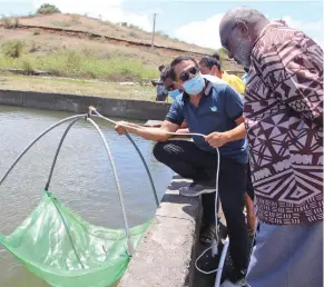  ?? Photo: Ministry of Fisheries ?? Minister for Fisheries Semi Koroilaves­au at the Caboni Multi Species Hatchery in Ra.