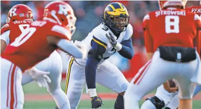  ?? NOAH K. MURRAY/USA TODAY SPORTS ?? Michigan defensive lineman Rashan Gary (3) plays defense against Rutgers during the first half at High Point Solutions Stadium.