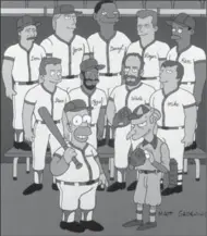  ?? FOX ?? Homer, Mr. Burns and thepower-plantsoftb­all team from "Homer attheBat." Back row, from left: Don Mattingly,Jose Canseco, Darryl Strawberry, Roger Clemens, Ken Griffey Jr. Frontrow: Steve Sax, Ozzie Smith,WadeBoggs and Mike Scioscia.