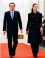  ?? Photo: Reuters ?? Li Keqiang and Jacinda Ardern in Beijing in 2019.