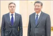  ?? REUTERS ?? US secretary of state Antony Blinken (left) meets with Chinese President Xi Jinping in Beijing, on Friday.