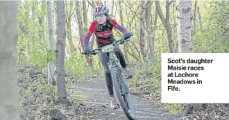  ??  ?? Scot’s daughter Maisie races at Lochore Meadows in Fife.