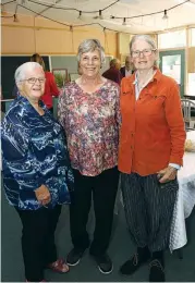  ??  ?? Past and present Hill End residents, from left, Liz Bowley, Barb Harding and Liz Buckingham were at a gathering at the former Hill End school site last Thursday lending their support to the campaign to have the building and grounds remain as a...