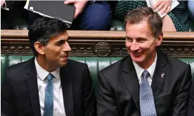  ?? Photograph: UK Parliament/Jessica Taylor/PA ?? Jeremy Hunt with Rishi Sunak in the Commons.