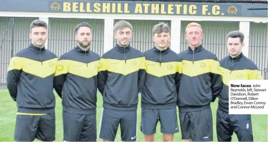  ??  ?? New faces John Reynolds, left, Stewart Davidson, Robert O’donnell, Dillon Bradley, Ewan Conroy and Connor Mcleod