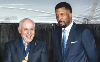  ?? ?? Anthony Brownlee, right, with former dealer John Medved at hall of fame dinner in 2021. (Josh Gold)