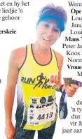  ?? ?? Leilanie Scheffer was die eerste vrou oor die wenstreep in die 21,1km.