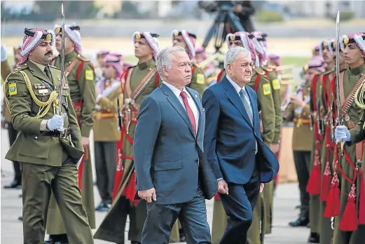  ?? E. P. ?? El rey jordano, Abdalá II (a la izquierda), recibió ayer al presidente iraquí Latif Rashid en Amán.