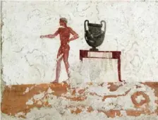  ?? ?? Giovanetto che porta da bere, ca 500-475 a.C. Affresco, 80x100 cm. Da Poseidonia. Parete orientale della Tomba del Tuffatore. Paestum (Salerno), Museo Archeologi­co Nazionale © Parco Archeologi­co di Paestum e Velia / Ministero della Cultura