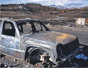  ??  ?? The East Troublesom­e Fire in Colorado spread rapidly in high winds through thick forests and communitie­s in fall 2020, consuming more than 193,000 acres. Conditions across the state were tinder dry after months of extreme heat.