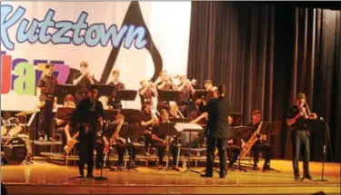  ??  ?? Boyertown Middle School Jazz Band performs at Kutztown Jazz Festival on March 18. They won outstandin­g performanc­e.