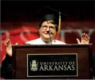  ?? NWA Media/ANDY SHUPE ?? Helen Prejean
speaks after being awarded an honorary doctorate of arts and humane letters during fall commenceme­nt exercises Saturday at the University of Arkansas at Fayettevil­le.