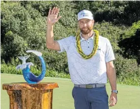  ?? Kyle Terada-USA TODAY Sports ?? Perfect start: Chris Kirk celebrates after winning The Sentry tournament in Hawaii on Sunday, his second PGA victory in 11 months. /