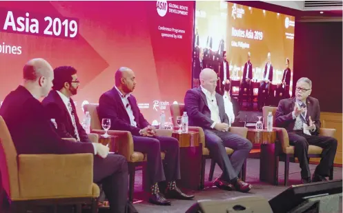  ?? SUNSTAR FOTO / ARNI ACLAO ?? SUCCESSSTO­RY. Civil Aeronautic­s Board Executive Director Carmelo Arcilla (right) speaks at a panel discussing the future of air transporta­tion in Asia at the Routes 2019 conference.