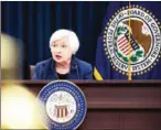  ?? YORK TIMES AL DRAGO/THE NEW ?? Janet Yellen, the Federal Reserve chairwoman, talks during a news conference in Washington on March 15.