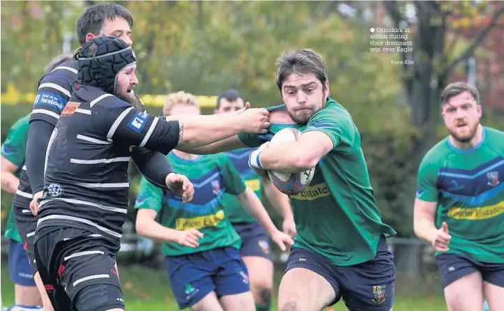  ?? Ormskirk in action during their dominant win over Eagle Vince Ellis ??