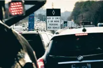  ?? ANDREW NELLES/ASSOCIATED PRESS FILE PHOTO ?? Signs mark an High Occupancy Vehicle lane late last year on Interstate 65 in Nashville, Tenn. Southern states are more frequently turning to pay-to-use express lanes as a way to address highway congestion without raising taxes.