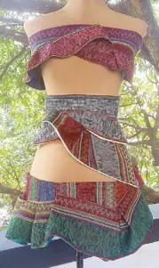  ??  ?? Three versions of the Querida Obi belt made of Yakan Pinalantup­an weaves: This is the first time Linea Etnika has created obis and made use of this embossed Yakan handloom.