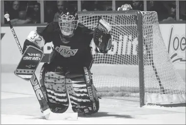  ?? DENIS BRODEUR NHLI/GETTY IMAGES FILE PHOTO ?? Kelly Hrudey of the Los Angeles Kings in action during an early 1990s game at the Montreal Forum against the Canadiens. Surrenderi­ng a Cup-winning goal to the Canadiens in 1993, he says, is “the worst hockey memory of my life.”