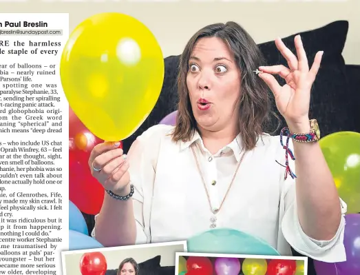  ??  ?? Stephanie has overcome globophobi­a and now she will fill her living room with balloons to celebrate son Logan’s birthday. Pictures by Andrew Cawley.