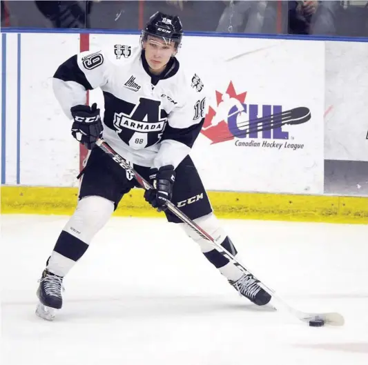  ?? PHOTO D’ARCHIVES ?? Alex Barré-Boulet a procuré la victoire à l’Armada face à l’Océanic de Rimouski, hier.