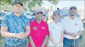  ?? (Pic: Sanele Jele) ?? L-R: Vuyo Dlamini, Siphesihle Mhlanga, Nosmilo Kgomo and Qiniso Mkhonta were some of the young golfers who particited in the SBS Mbabane Golf tournament.