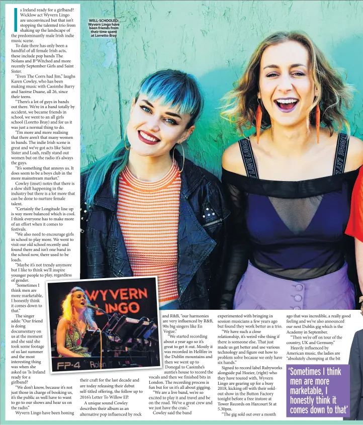  ??  ?? WELL-SCHOOLED: Wyvern Lingo have been friends from their time spent at Lorretto Bray