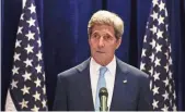  ?? FAZRY ISMAIL, EUROPEAN PRESSPHOTO AGENCY ?? U.S. Secretary of State John Kerry speaks during a news conference Thursday in Kuala Lumpur, Malaysia. Kerry is in Malaysia for a meeting of the Associatio­n of Southeast Asian Nations.