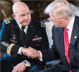  ??  ?? Lt General: National Security Adviser HR McMaster with President Trump