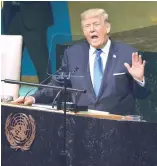  ?? AP ?? Donald Trump habla en la Asamblea de las Naciones Unidas.