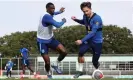  ?? Eddie Keogh/The FA/Getty Images ?? Jack Grealish (right) trains with England teammate Fikayo Tomori after overcoming a painful leg injury. Photograph:
