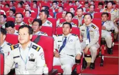  ?? FACEBOOK ?? An audience of military officials listens to a speech from Prime Minister Hun Sen marking the 11th Veterans Day.