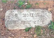  ??  ?? Many of the grave markers in the Black section of Myrtle Hill Cemetery are so old and weathered that they are difficult to read.